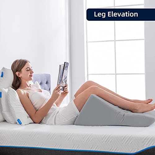 NOFFA Coussin de Lecture en Mousse à Mémoire de Forme pour Lit Oreiller Cale Dos Coussin à Coin Triangle est Idéal pour Soutenir Le Dos Lorsque Vous Détendez, Regardez la Télévision - Largeur Accrue