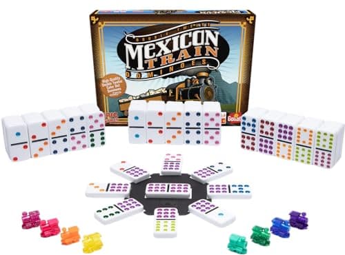 MEXICAN TRAIN DOMINOES - Jeu de Dominos pour Enfants dès 6 Ans - Jeu de Société Stratégique avec Dominos Colorés - Tous à Bord du Train Mexicain - Pour Jouer en Famille et entre Amis - 1 à 8 Joueurs