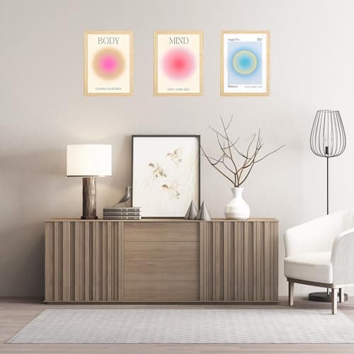Wonjean Posters Lot De 4 Posters Aura,Aura Positive Pour Chambre Coucher,Style EsthéTique,Oile,Art Mural Abstrait,DéCoration Murale,Tableau Decoration Murale Pour Chambre Salon 21x30 Cm Sans Cadre
