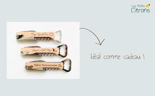 Cadeau Saint-Valentin pour Couple: Limonadier Personnalisé avec Ouvre-Bouteille, Couteau, Tire-Bouchon - Idée Originale pour Amoureux, Anniversaire, EVG, Fête des Pères.