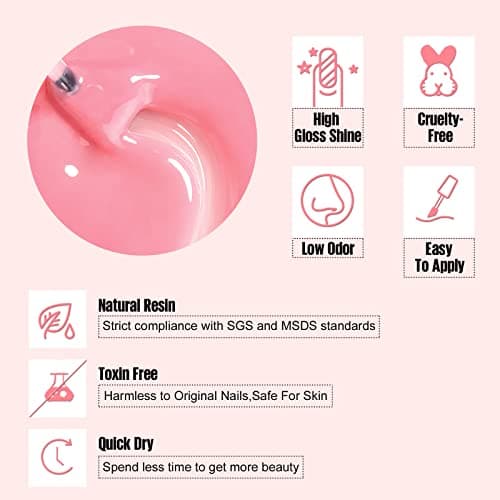 TOMICCA Vernis Semi Permanent Rose Set, 6 couleurs Transparent Rose Blanc Laiteux Vernis Gel UV, Soak-Off Vernis à ongles UV/LED Gel Cadeau pour salon de manucure DIY Home, 8ML