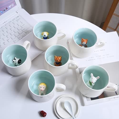 Arawat Mug Cane Tazza Da Caffè Carina Tazza Da Tè In Ceramica 350 Ml Grande Tazza Da Caffè 3d Tazza Divertente Tazza Da Caffè Espresso Tazza Da Caffè Cappuccino Tazza Regalo Carino (Cane)