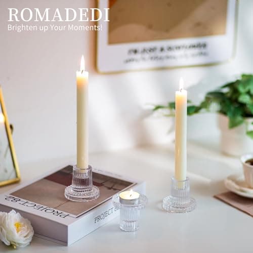 Romadedi Chandelier Bougeoir Verre Transparent - Lot de 10 Petite Bougeoir Mariage Decoratif Noel Decoration Maison Supports pour Bougies Coniques Centre de Table Salon Chambre