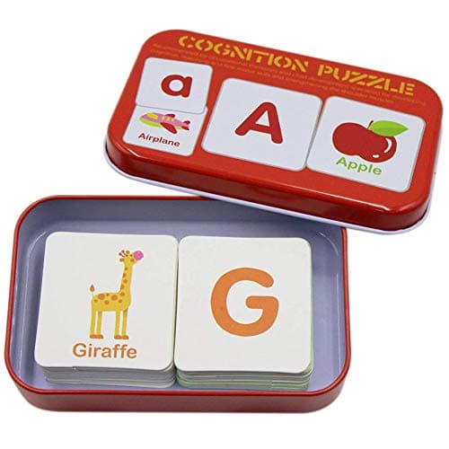 NATHA Cartes Flash Cartes d'apprentissage de Puzzle Alphabet, Matching Puzzle Apprentissage precoce d'apprentissage cognitif Boite de Rangement mentale Alphabet