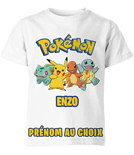 Tshirt Poke Mon Prénom Au Choix Personnalisé Enfant Garçon & Fille