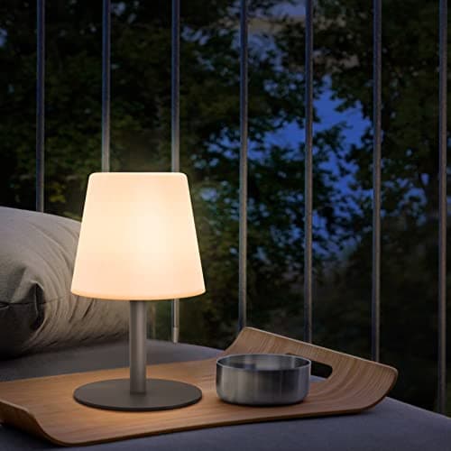 MALUX Lampe de Table sans fil 8 couleurs Blanc chaud Dimmable Lampe Table exterieur Rechargeable IP54 étanche Décoration idéale pour votre maison et votre jardin Table à manger (Gris)