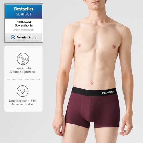 Fullluwaa - Lot de 10 Boxers Homme Coton, Confortable et Doux - Ajustés, Ceinture Élastique Ultra - Souple