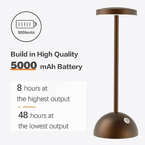 Hapfish lampe de table sans fil rechargeable usb, 5000mAh lampe de chevet LED tactile, lumiere bureau puissante piles, 3 modes couleur dimmable, pour restaurant, chevet, bureau, cuisine, exterieur