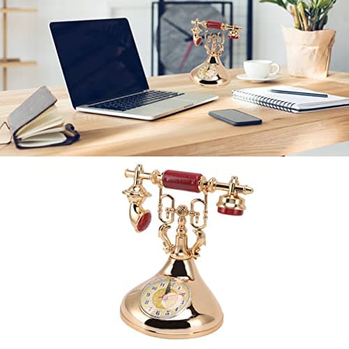 Topyond Réveil Téléphonique Rétro, Réveil Téléphonique Vintage, Réveil Téléphonique Vintage élégant Unique Alimenté par Batterie pour Le Bureau du Café à la Maison(YF020-2) Cadeau Femme