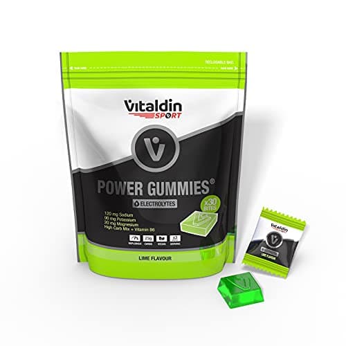 VITALDIN SPORT Power Gummies Electrolytes – Équilibre électrolytique –120 mg Sodium, 90 mg Potassium, 20 mg Magnésium par dose + Vitamine B6 – Doypack 30 Gommes – Bites Goût Citron Vert – Vegan