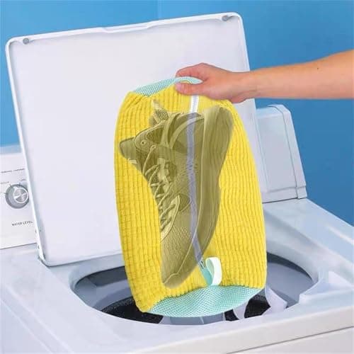 DUOJIN Sacs à Linge pour Chaussures Réutilisables Sac Lavage Chaussures Machine à Laver avec Fermeture Éclair, Filet Linge Machine à Laver Chaussures Protéger Chaussures (Jaune)