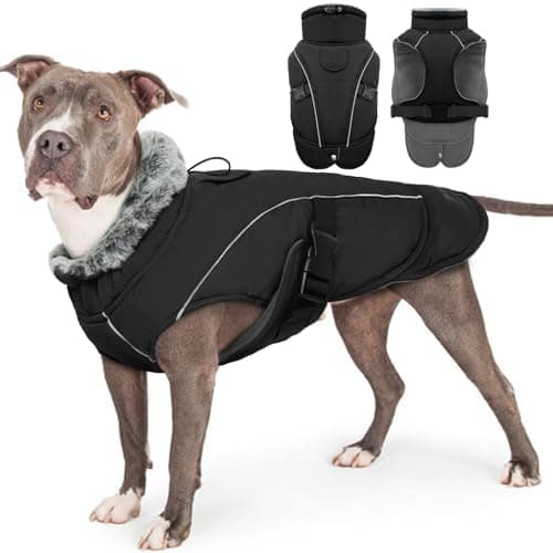 Manteau pour Chien Imperméable, Manteau de Chien Grande Veste Chaude Manteau Chihuahua Gilet Chauffant Chien Vêtement d'hiver Pull à Coupe-Vent pour Chiens(Noir, 2XL)