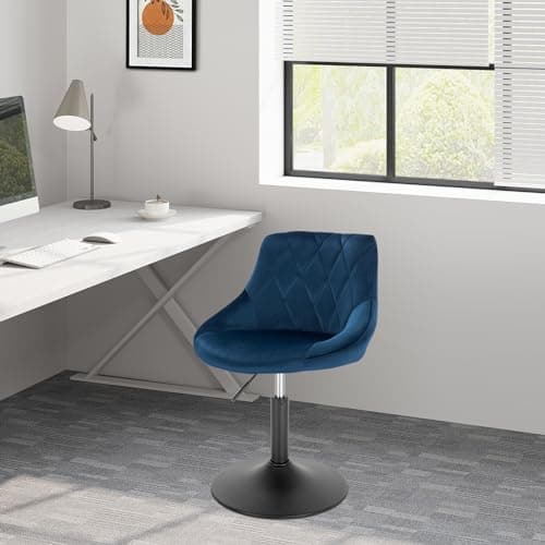 WOLTU Lot de 4 Tabouret de comptoir réglable en Hauteur et pivotante,Tabouret de bistrot en Velours Structure métallique, Hauteur Réglable de 42-58cm, Bleu BH242bl-4