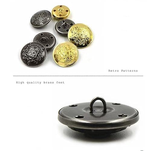 Zzcy 50 Boutons De Blazer Dorés Boutons Vintage En Métal Antique Pour Costumes Uniforme: 15 mm,18 mm,23 mm,25 mm,30 mm (Boîte)