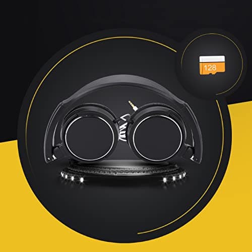 Elprico Casque PC, Casque Filaire Compact Pliable stéréo HiFi Musique Prise en des écouteurs Carte TF