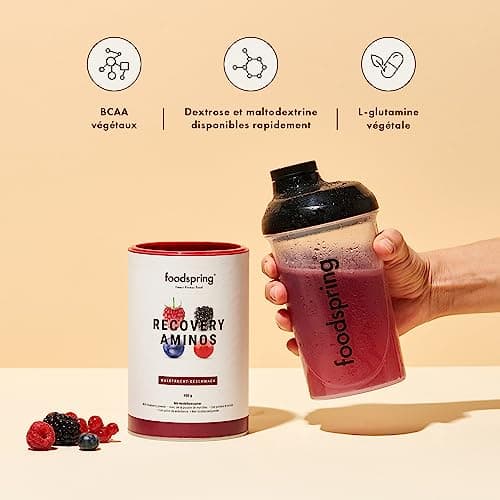 foodspring Recovery Aminos, Fruits rouges, 400g, La récupération n'a jamais été aussi saine, Fabriqué en Allemagne