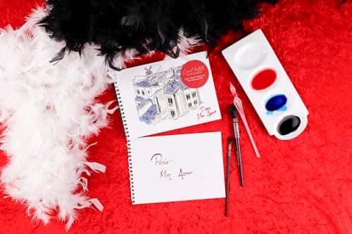 Clairefontaine 812438C - Un Carnet d'Artiste A Spirale Moulin Rouge - A5 Paysage 21x14,8cm 30 Feuilles de Papier Dessin Blanches Multitechniques 180g - Collection Moulin Rouge