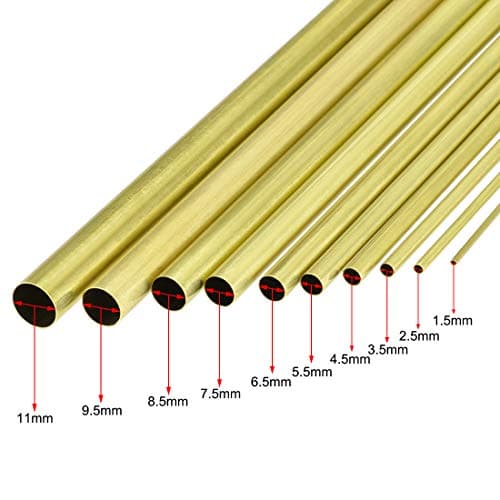 sourcing map Tube Laiton 1.5mm 2.5mm 3.5mm 4.5mm 5.5mm 6.5mm 7.5mm 8.5mm 9.5mm 11mm Diamètre Externe x 0.2mm Paroi Épaisseur 300mm Longueur Sans Couture Rond Tuyau Paquet de 10
