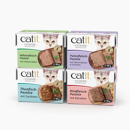 Catit Cuisine Pâtée pour Chats, Pâté à la Viande de Dinde avec du Poulet et du Jambon, Aliment Complet, 95 g, sans Céréales, Haute Teneur en Viande