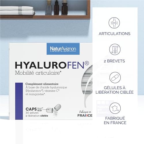 Laboratoire NaturAvignon Hyalurofen | Mobilité et flexibilité des articulations et tendons | Acide Hyaluronique | Gélules à libération ciblée | Fabriqué en France | 30 gélules (1mois)