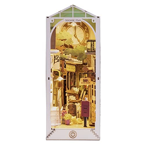 ROBOTIME Kit Book Nook en Bois, Maquette Miniature DIY avec éclairage LED