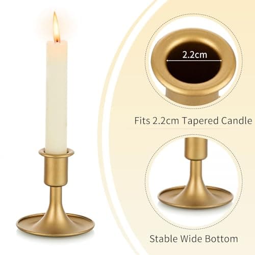 Romadedi Chandelier Bougeoir Doré Mariage - Lot de 24 Petite Bougeoirs Métal Décoratifs pour Bougie Coniques Noel Decoration Maison L’Avent Centre de Table Rétro