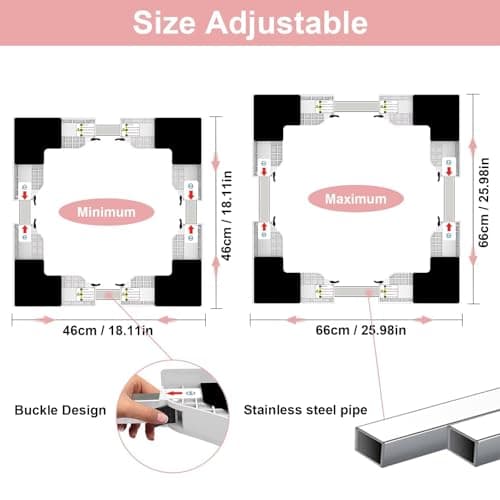 NIUXX Universel Kit de Superposition pour 46-66cm Lave-linge et Sèche-linge, Kit D’empilage pour Machine à Laver, Cadre Intermédiaire pour Laver, Sèche-Linge Kit Intermédiaire avec Sangles à Cliquet