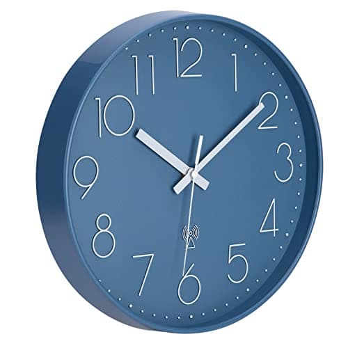VIVILINEN Horloge Murale Radio Pilotée Silencieuse 30cm sans tic-tac Pendule Murale pour Chambre Cuisine Salon Changement d'heure Automatique avec Mecanisme Radio