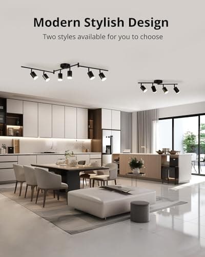 Gr4tec Plafonnier 6 Spots LED Noir, Moderne Luminaire Plafonnier LED Orientable, Éclairage de Plafond Spot Pivotant, Plafonnier Spot GU10 pour Cuisine Salon Chambre (Sans Ampoule)