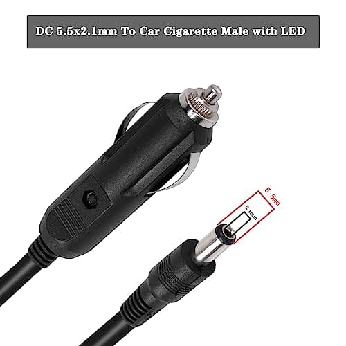 YAODHAOD Câble Allume-Cigare de Voiture 12V 3A DC, 5,5 x 2,1 mm vers Chargeur de Voiture, câble d'alimentation, rallonge d'alimentation Automatique pour DVR de Voiture, caméra, GPS, CCTV (2,5 m)