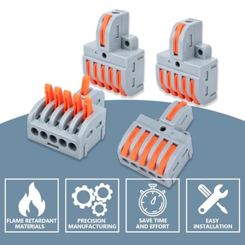 Innfeeltech 10 connexions ternimal, pince de connexion 1 - in 5 - out, avec levier, connecteur de câble, avec pince de conducteur 0,2-4 mm2, pour projets de bricolage