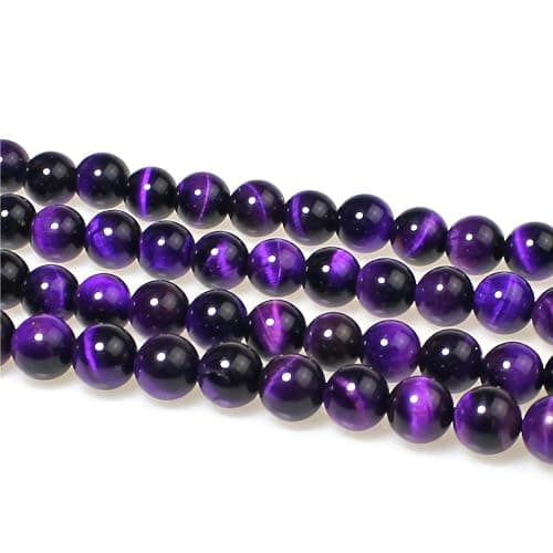 MJDCB 8mm 43 pièces Perle Pierre d'oeil de Tigre Violet Naturelle Ronde en Vrac Perles Semi Precieuse pour Fabrication de Bijoux de Bracelets et de Colliers