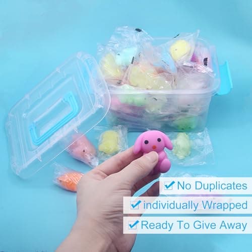 HOVIBU 50 Pièces Kawaii Mochi Squishy Toys, Mignon Mini Squishies Squeeze Animaux Jouets Anti Stress, pour Cadeau d'anniversaire, Fête d'enfant Cadeau de Noël Pâques