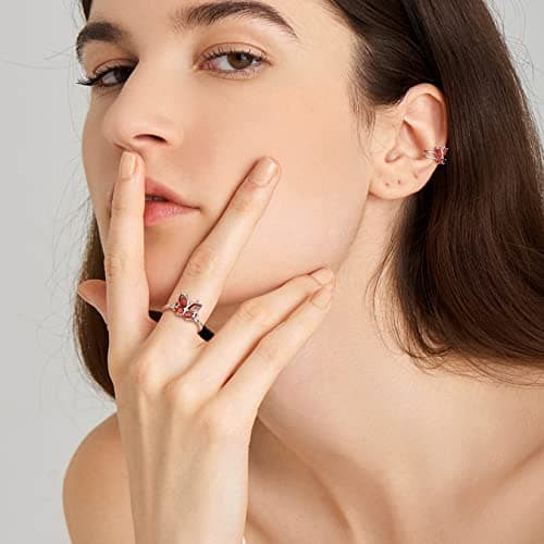 SILVERCUTE Bague Femme Entrelacs Argent 925 avec Pierre de Naissance Juillet - Rubis Synthétique