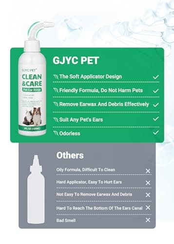 Nettoyant Oreille Chien, Rinçage d'oreille de Chien, Gouttes d'oreille de Chien arrêtent l'inflammation et Les démangeaisons de l'oreille, nettoyant d'oreille d'animal de Compagnie pour Chien et Chat