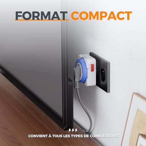 TESSAN Prise Minuteur Programmable 24 Heures, Programmateur Prise de Courant 3680W, Timer Prise Electrique à 96 Segments, Intervalle de 15 Minutes, Prise Minuterie de Cycle Quotidien, pour Lampes