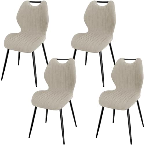 LEWE Chaises de Salle à Manger Lot de 4, Chaises de Cuisine Chaise de Salon Chaise Rembourrée avec Pieds en Métal, Chaise de Maquillage avec Dossier en Tissu, Chaises Pour Salle à Manger Salon Cuisine