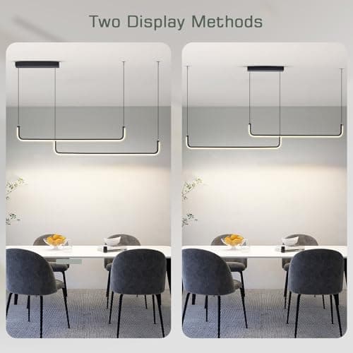 KSIBNW Lustre Suspension Luminaire LED 36W Dimmables, Moderne Lustre Salon Luminaire Suspension Noir Métal Lampe Suspension avec Télécommande & APP Contrôle 2700K-6500K Luminosité Réglable