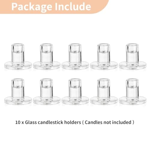 NUPTIO Bougeoir Verre Chandelier Lot de 10 Bougeoir en Verre Transparent Bougies à Réchauds en Forme de Pilier Centre de Table pour la Décoration des Dîners de Noël