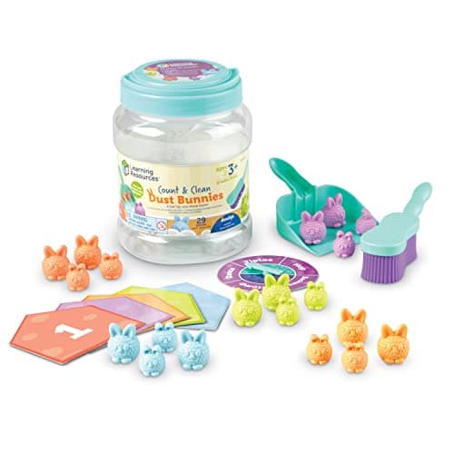 Learning Resources Lapins à compter et à nettoyer , activités petite enfance, kit de jouets éducatifs, jouets d’enseignement des couleurs, 29 pièces, à partir de 3 ans