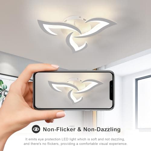 Dorlink Plafonnier LED Dimmable, Luminaire Plafonnier 35W 3900LM, Lampe de Plafond Salon Acrylique Créatif avec Télécommande/APP 3000K-6500K pour Salon, Chambre, Salle à Manger, Blanc, Ø58cm