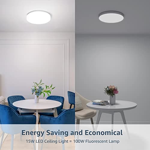 Lepro Plafonnier LED 15W, Luminaire Plafonnier Étanche IP54 Blanc Froid 5000K 1500LM, Angle de Faisceau 120 °, Plafonnier LED Idéal pour Salle de Bain, Balcon, Couloir, Cuisine, Salon(Φ22)