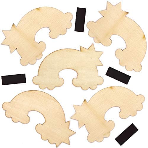 Baker Ross Aimants en Bois motif Arc en Ciel - Lot de 10, Activités Manuelles pour Enfants (AT741)