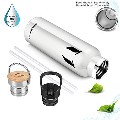 Super Sparrow Gourde Isotherme - Bouteille Isotherme - 1000ml - Gourde Inox Bouche Standard - Gourde Sport Étanche - Gourde Enfant sans BPA, pour Sport, Gym, Voyage