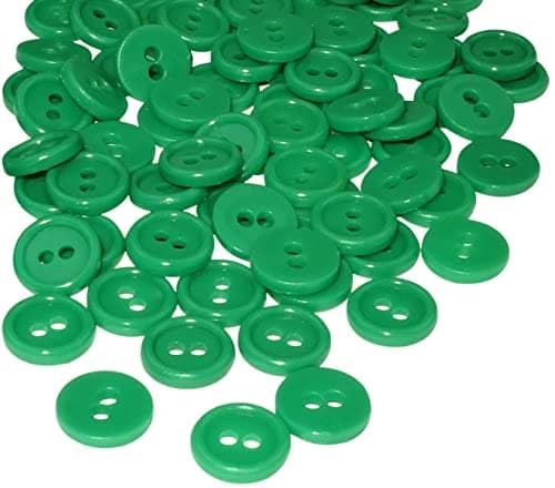 AERZETIX - C56275 - Lot de 100 Boutons à coudre ronds Ø11.5x2.2 mm à 2 trous - diamètre de l'ouverture 2 mm - couleur vert clair - en plastique - loisir créatif décoration couture mercerie mode