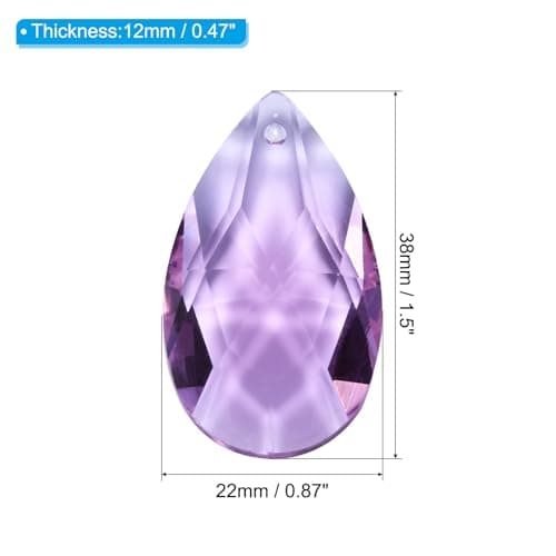 PATIKIL Pendentifs en Cristal K9 en Forme de Gouttes, Lot de 6 Perles de 38 mm pour Pièces de Lustres, Décoration d'Artisanat, Violet Clair