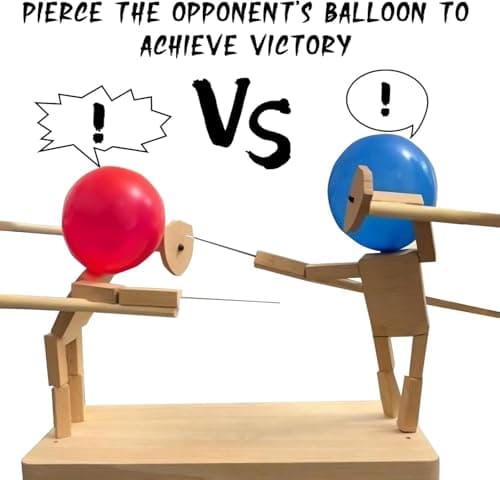 Jeu De Combat De Ballons En Bambou ,Faite à La Main, PoupéE De Fencing En Bois, Pour 2 Joueurs Pour Des Batailles De Ballons Passionnantes, Jeu De FêTe Rapide Pour Enfants Et Adultes (100 Ballons)