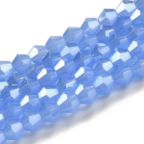Perlin Paquet de 90 perles de cristal de Bohême, 4 mm, perles toupies, perles tchèques, perles de verre, perles toupies (bleu mat)