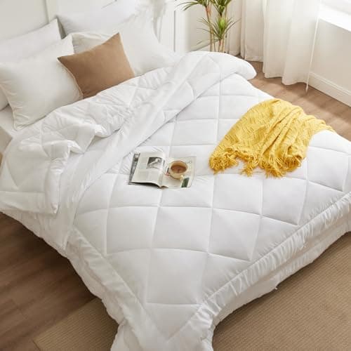 CozyLux Couette 4 Saisons 220x240 - 3 en 1 (150g/m2 + 300g/m2 = 450g/m2), Été Légère + Mi-Saison = Tempérée Chaud Hiver, Avec Boutons Pression, 240x220 Blanc