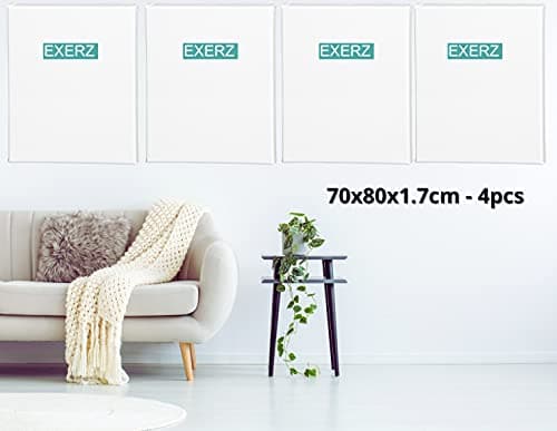 EXERZ 70x80cm Toiles pré-étirées 4 pièces - 1,7cm D'épaisseur Toiles à Peindre Encadrées/ 280GSM/ 100% Coton/Triplement Apprêtée/Sans Acide/Grain Moyen/ - Peinture à Huile/Gouache/Acrylique